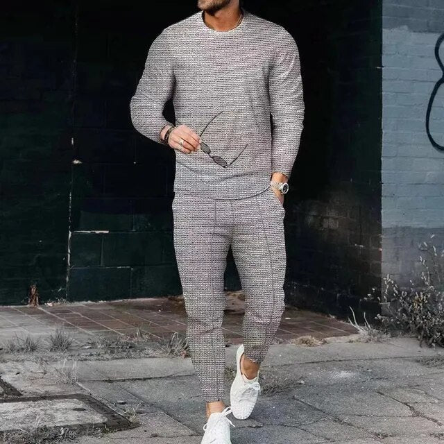 Slim Fit Tracksuit Set - Long Sleeve Top and Joggers