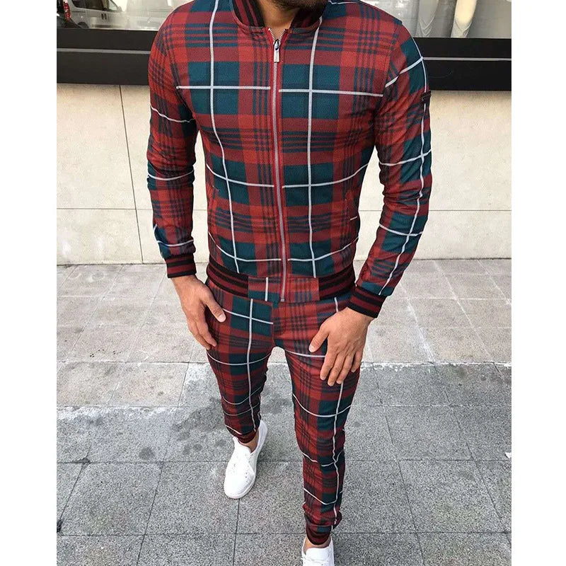 Zip Up Tracksuit Set - Slim Fit with Jacket and Joggers