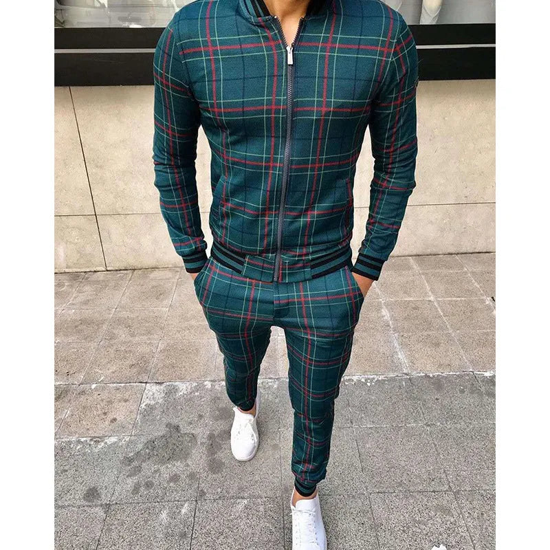 Zip Up Tracksuit Set - Slim Fit with Jacket and Joggers