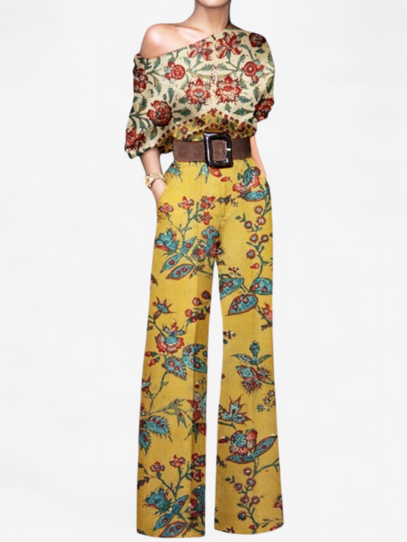 Women's Off Shoulder Print Jumpsuit