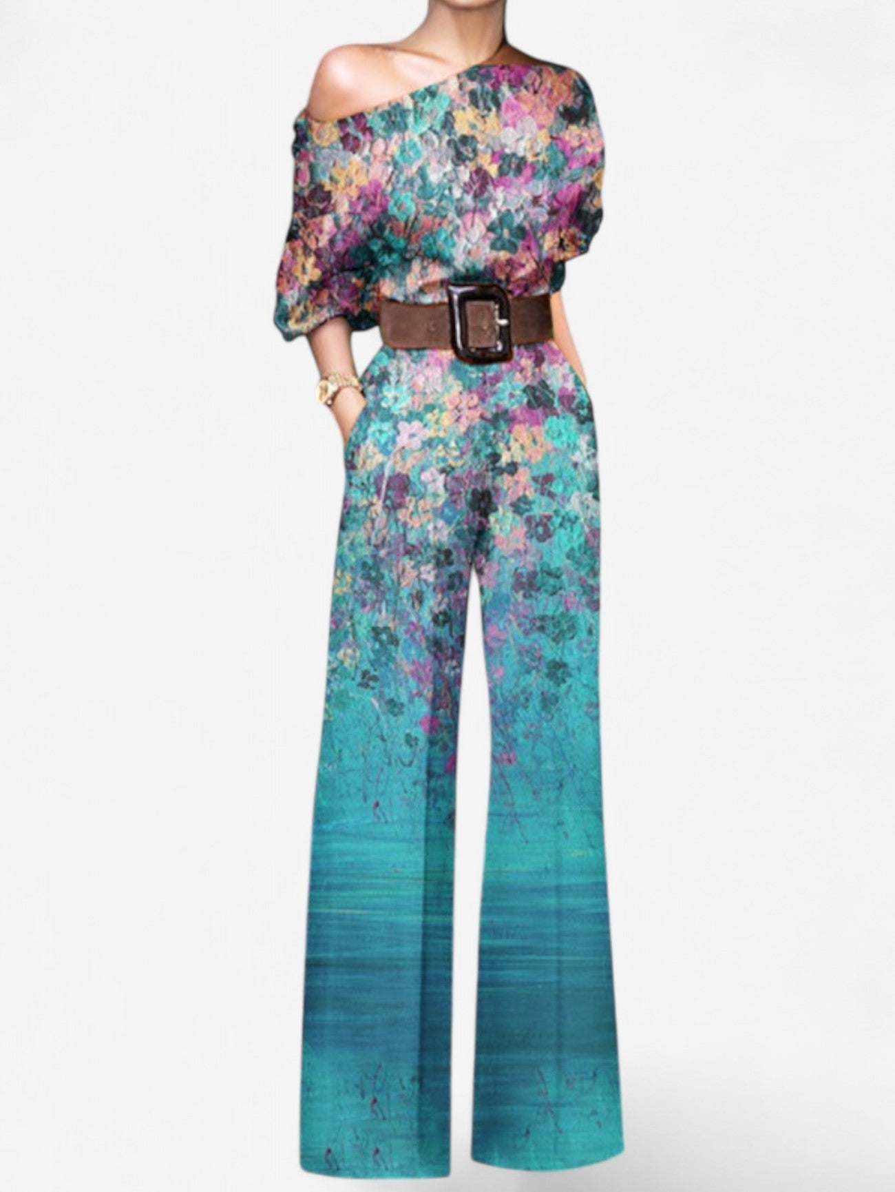 Women's Off Shoulder Print Jumpsuit