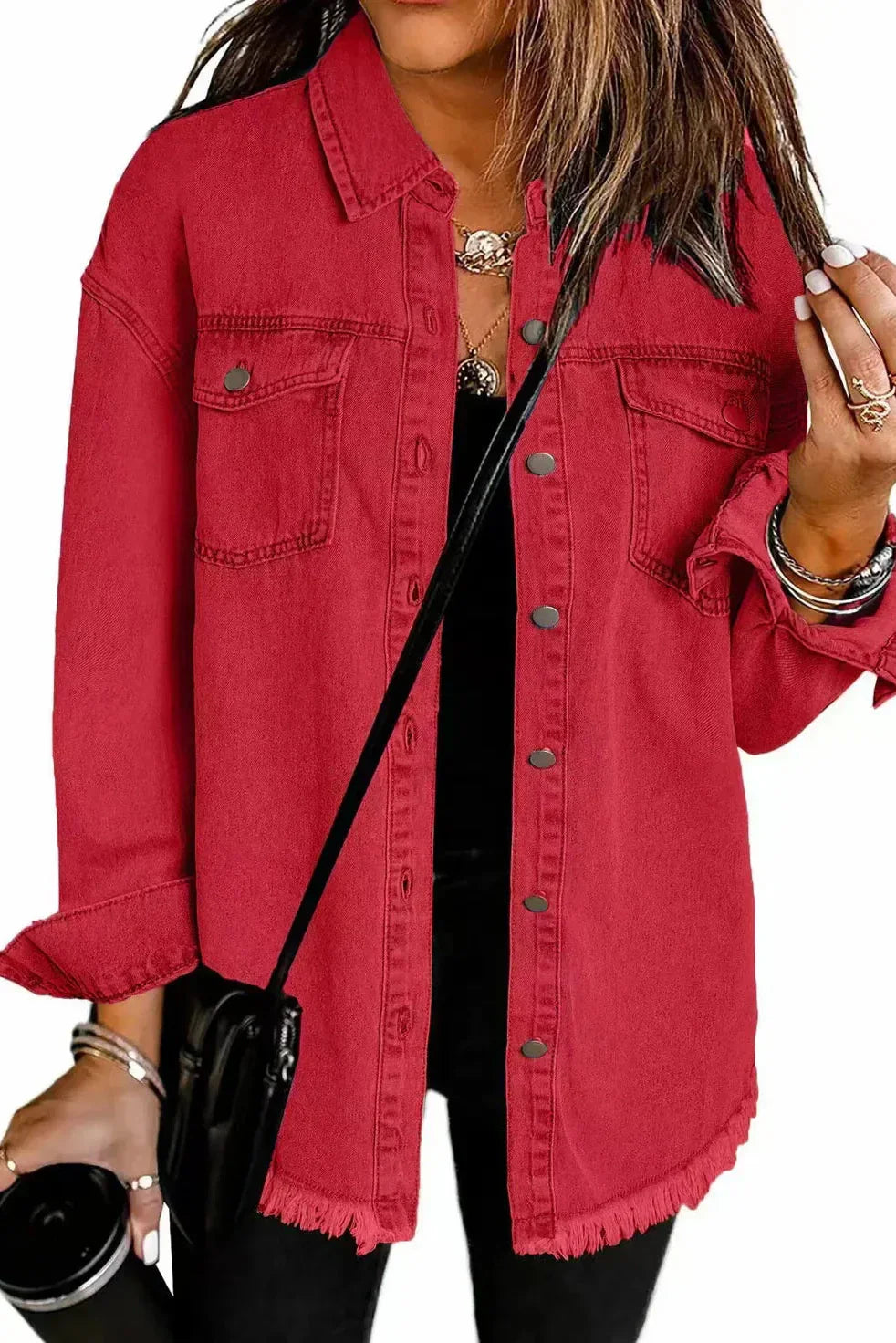 Denim Shirt Jacket | Button Down Long Sleeve