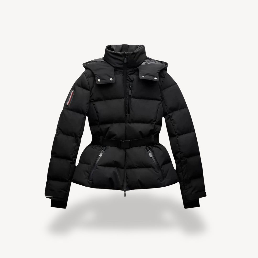 Puffer Jacket - Belted Winter Style with High Neck