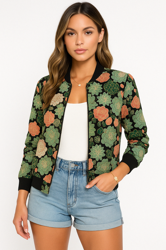 Bomber Jacket - Zip Front with All Over Print