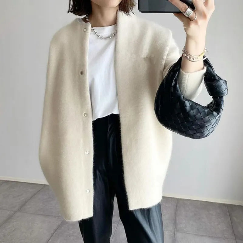 Longline Button Cardigan - Relaxed Fit with Round Neck