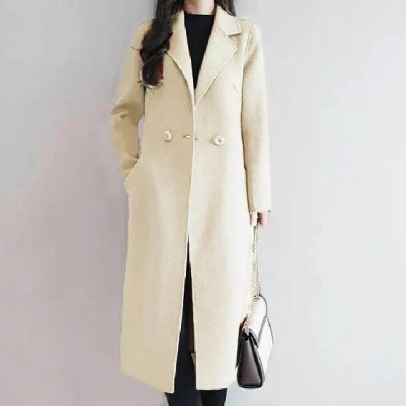 Long Winter Coat | Classic Double Button Style