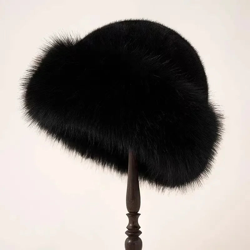 Faux Fur Hat | Wide Brim Winter Style
