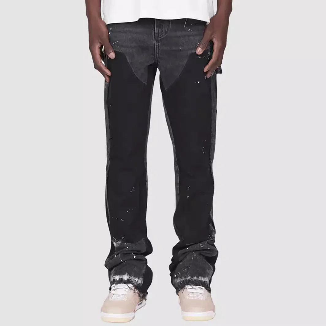 Straight Leg Jeans - Street Style Stacked Hem