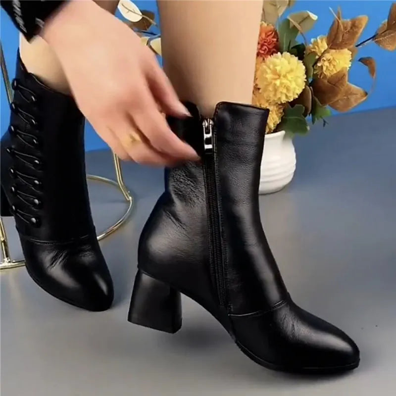 Ankle Boots | Lace Up Block Heel Design