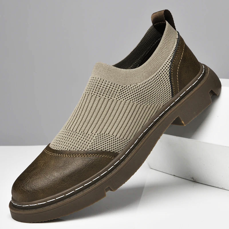 Slip On Trainers | Ribbed Knit Design with Round Toe