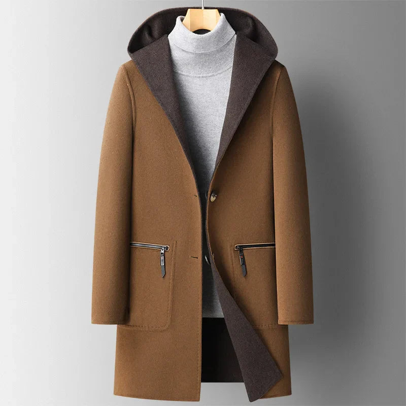 Hooded Overcoat | Long Button Front Style