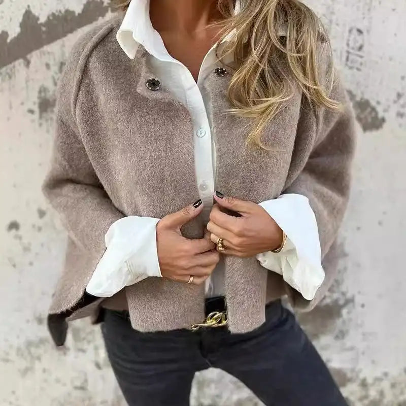 Cropped Open Front Cardigan - Long Sleeve