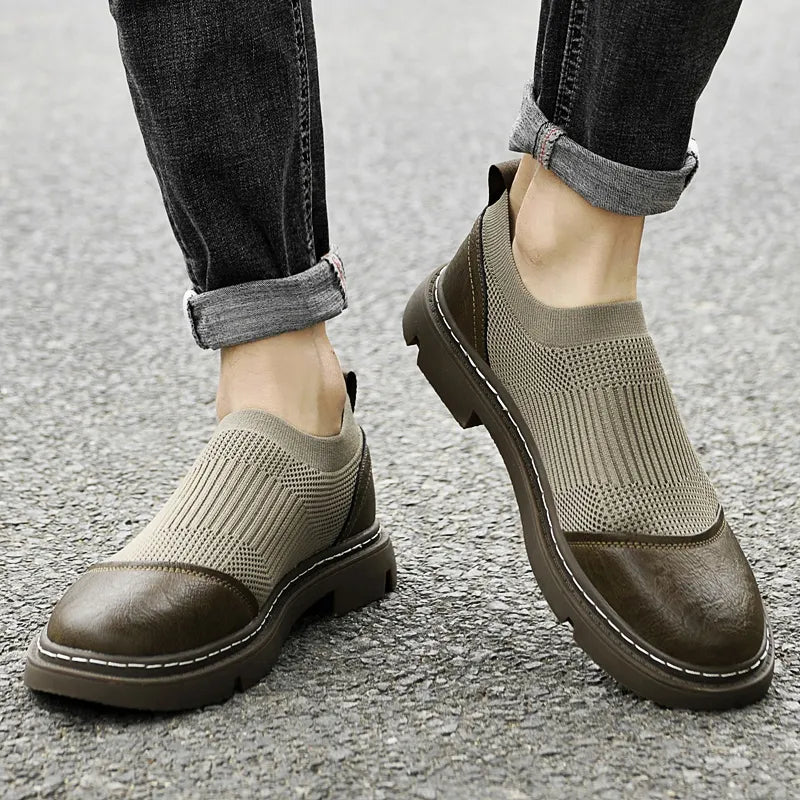 Slip On Trainers | Ribbed Knit Design with Round Toe