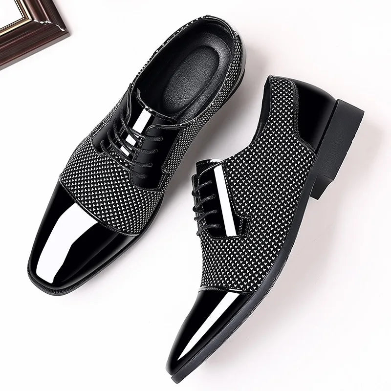 Oxford Dress Shoes - Lace Up with Contrast Texture Detail
