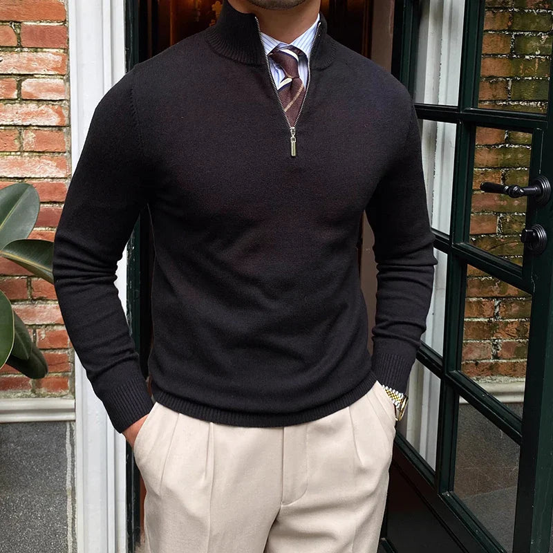 Half Zip Jumper - Slim Fit Knitted Pullover