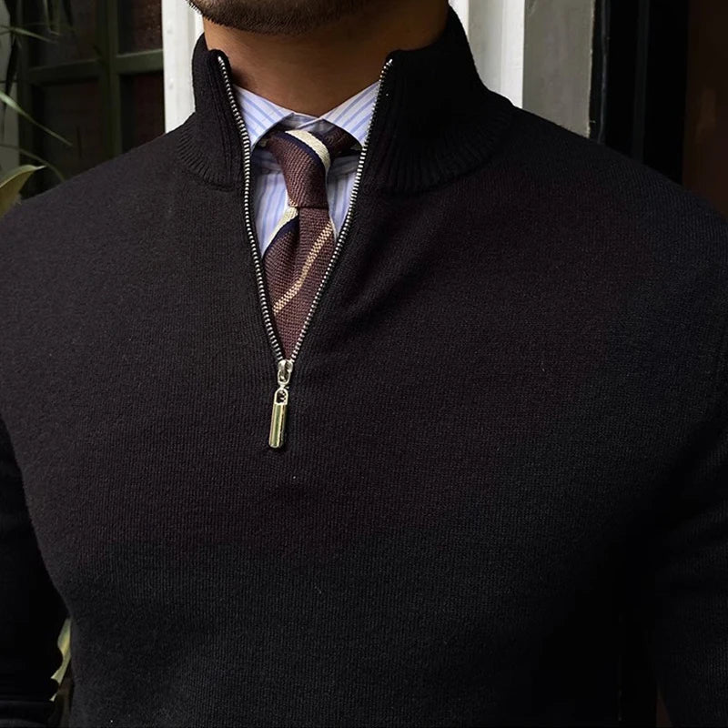 Half Zip Jumper - Slim Fit Knitted Pullover