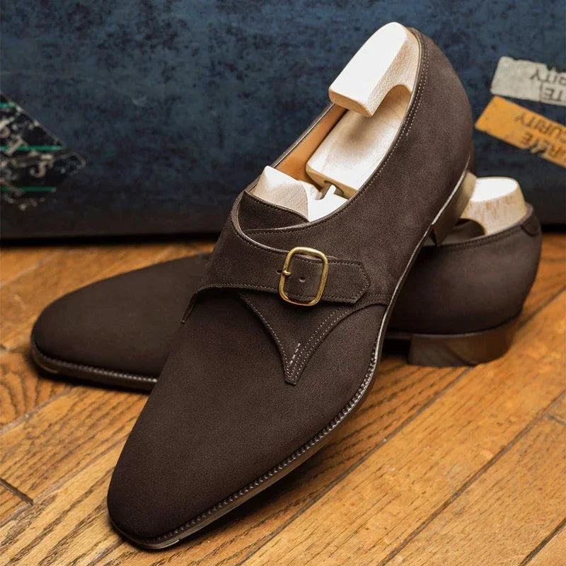 Monk Strap Shoes - Classic Buckle with Low Heel Design