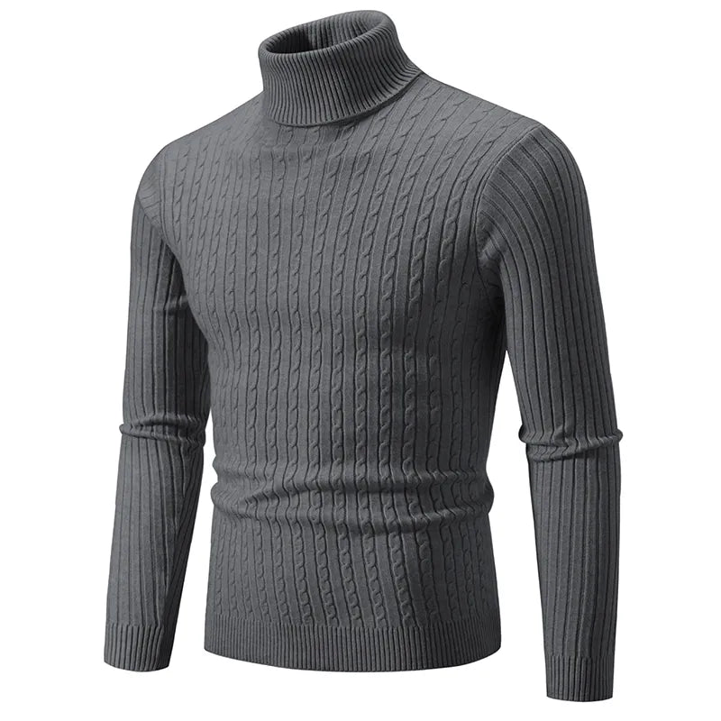 Roll Neck Jumper – Slim Fit Ribbed Knit