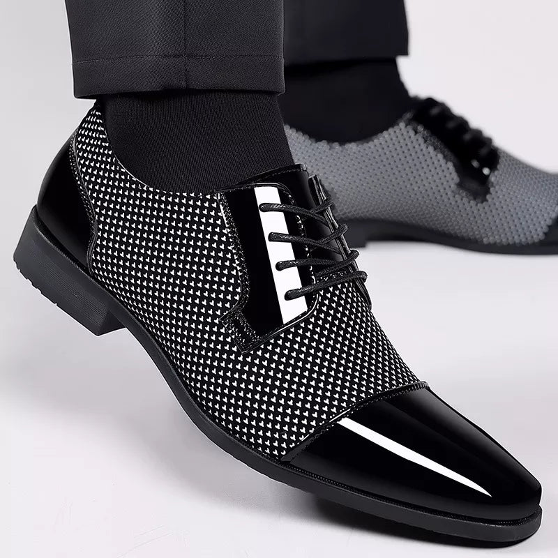 Oxford Dress Shoes - Lace Up with Contrast Texture Detail