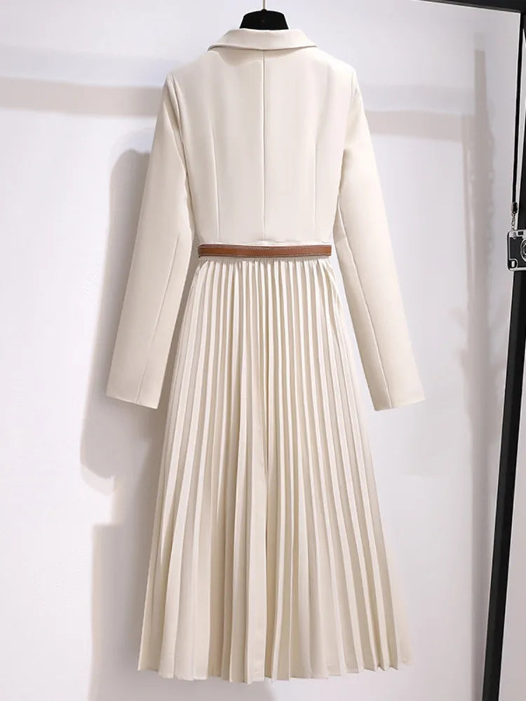 Women’s Blazer Dress | Belted Pleated Midi