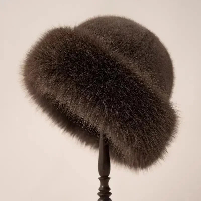 Faux Fur Hat | Wide Brim Winter Style