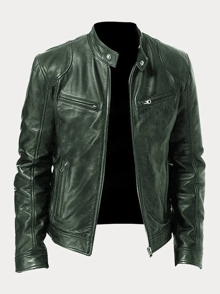 Biker Jacket | Classic Zip Front with Stand Collar
