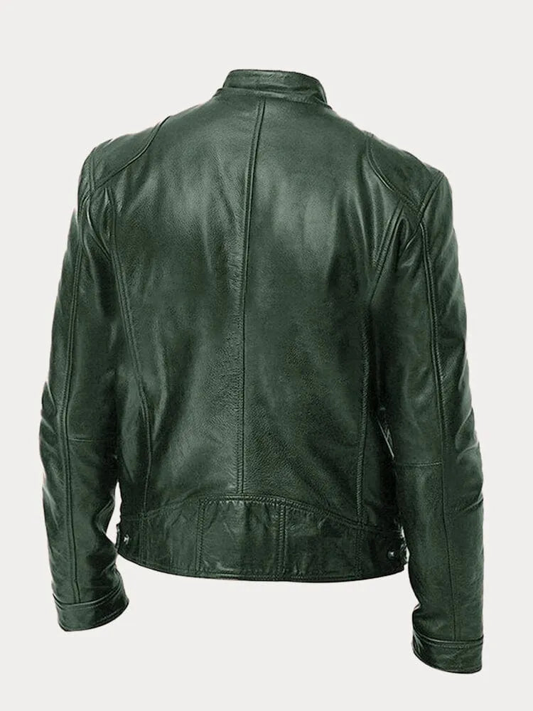 Biker Jacket | Classic Zip Front with Stand Collar