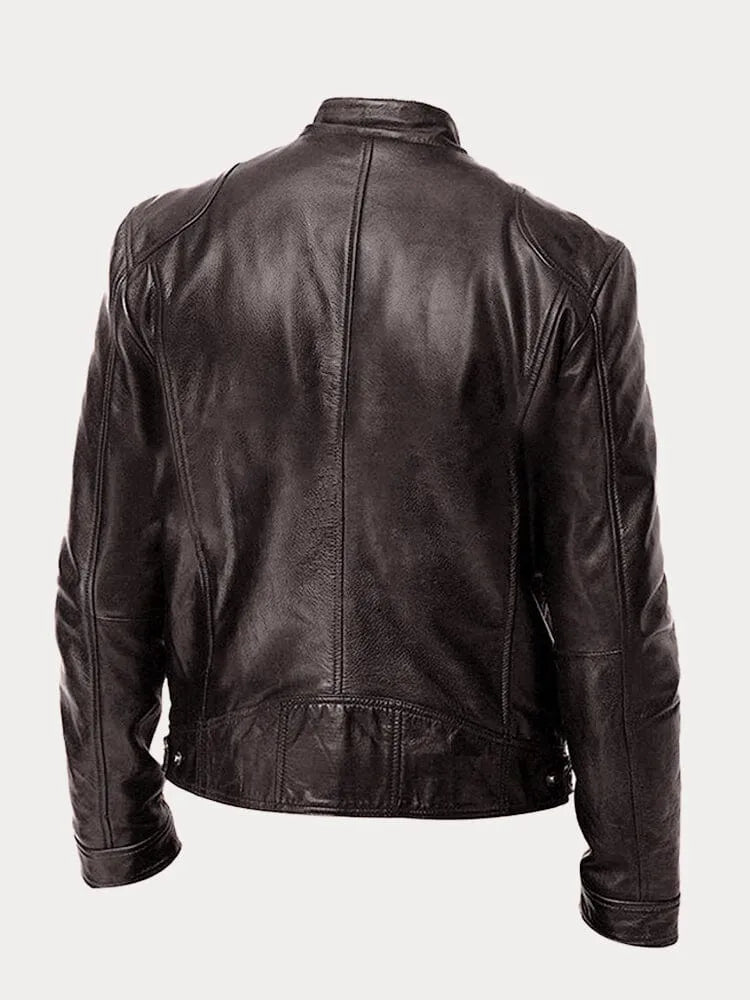 Biker Jacket | Classic Zip Front with Stand Collar