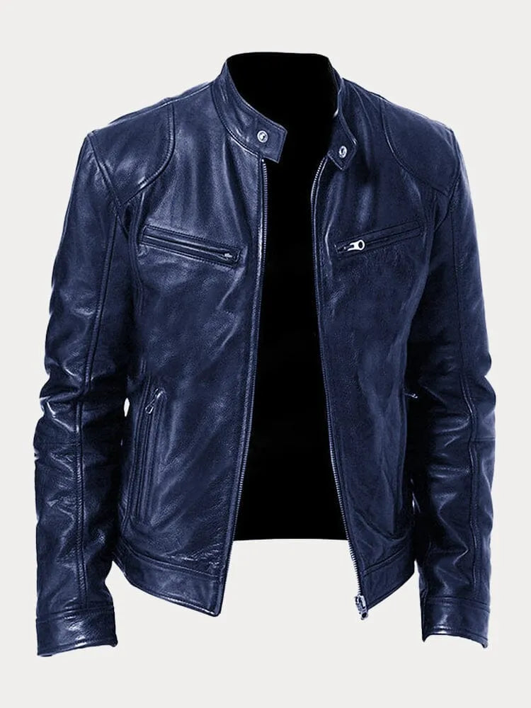 Biker Jacket | Classic Zip Front with Stand Collar