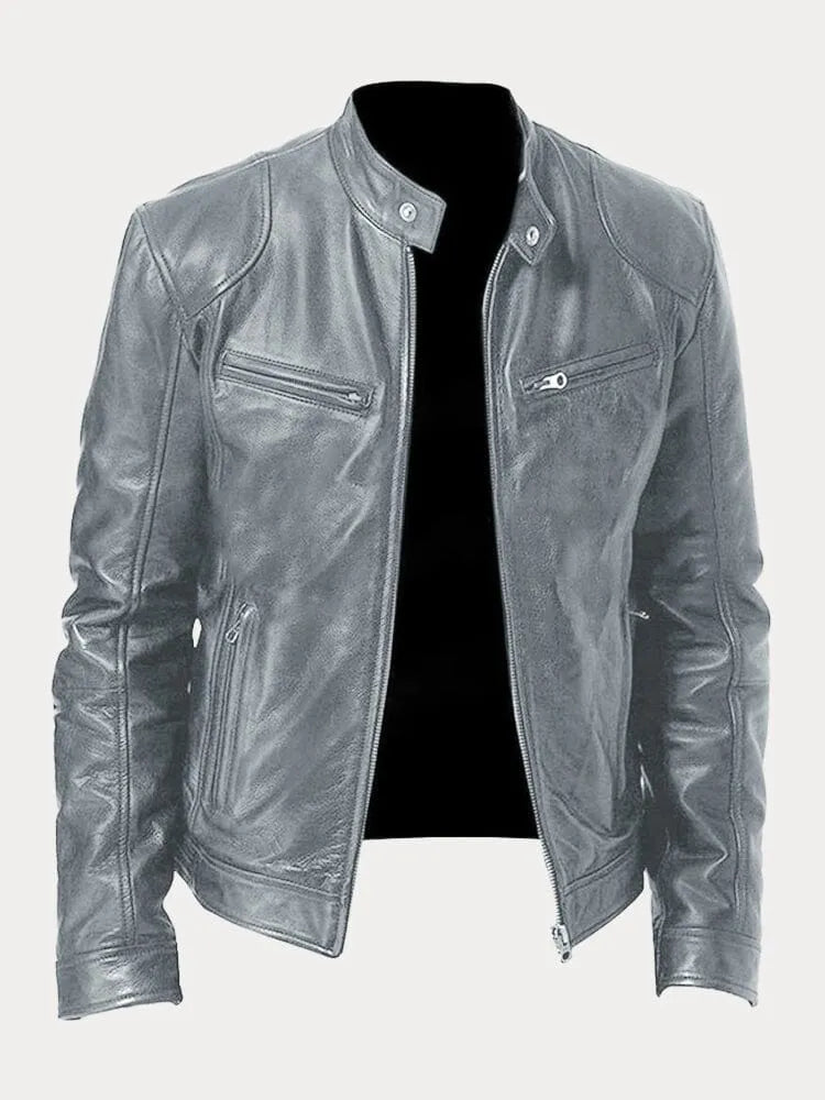 Biker Jacket | Classic Zip Front with Stand Collar