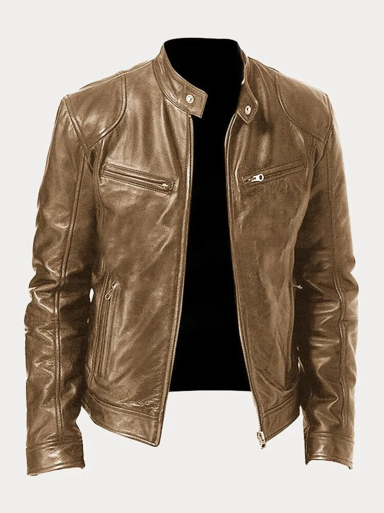 Biker Jacket | Classic Zip Front with Stand Collar