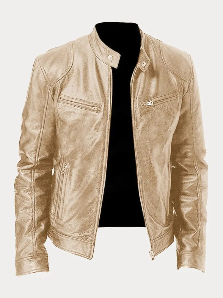 Biker Jacket | Classic Zip Front with Stand Collar