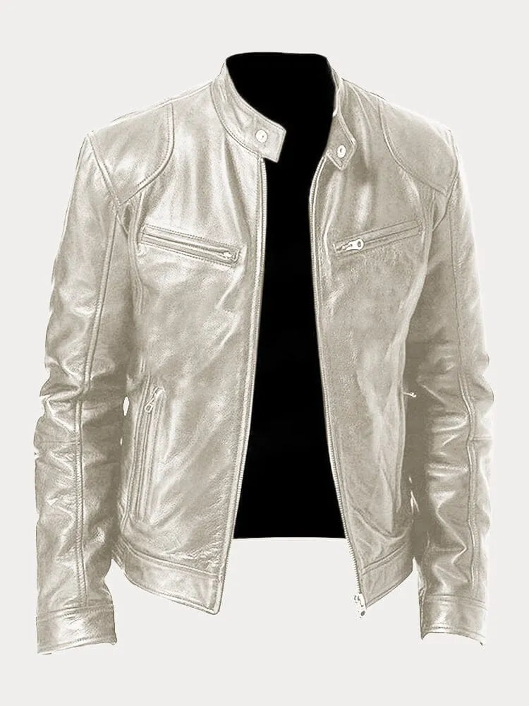 Biker Jacket | Classic Zip Front with Stand Collar