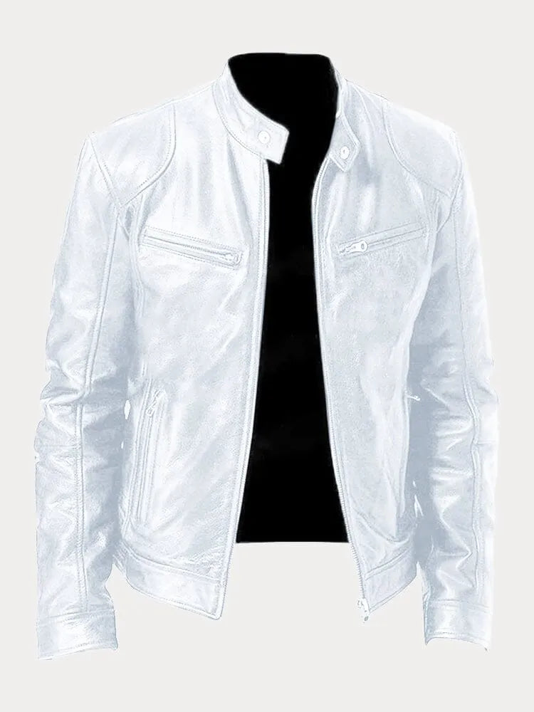 Biker Jacket | Classic Zip Front with Stand Collar