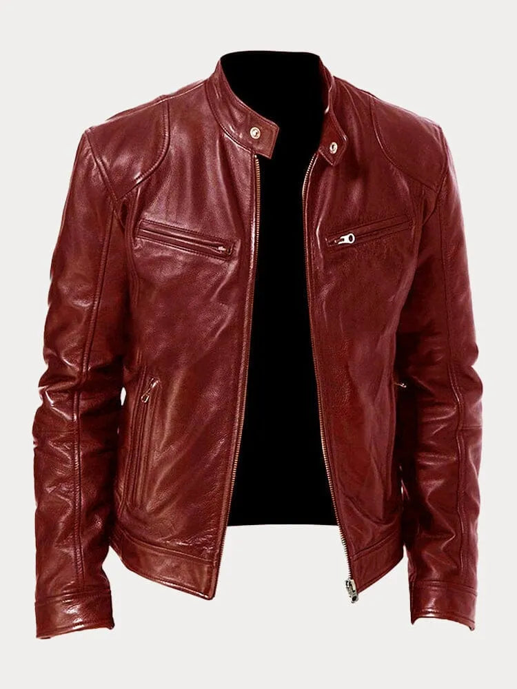 Biker Jacket | Classic Zip Front with Stand Collar