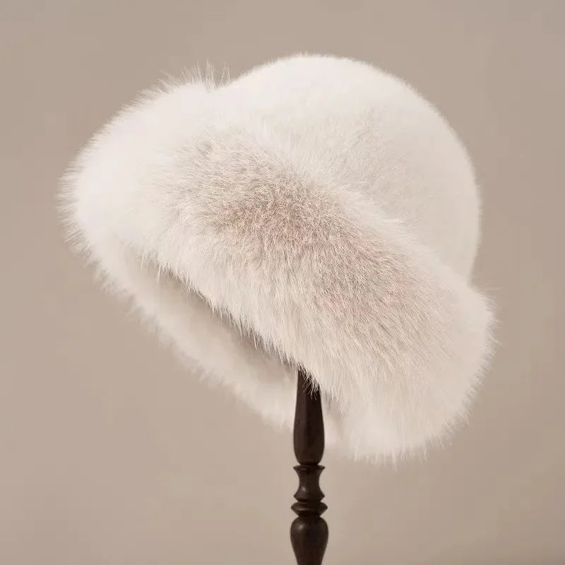Faux Fur Hat | Wide Brim Winter Style