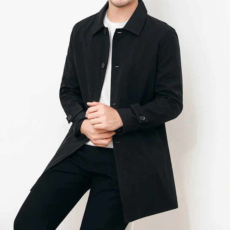 Trench Coat - Mid Length Button Front with Smart Fit