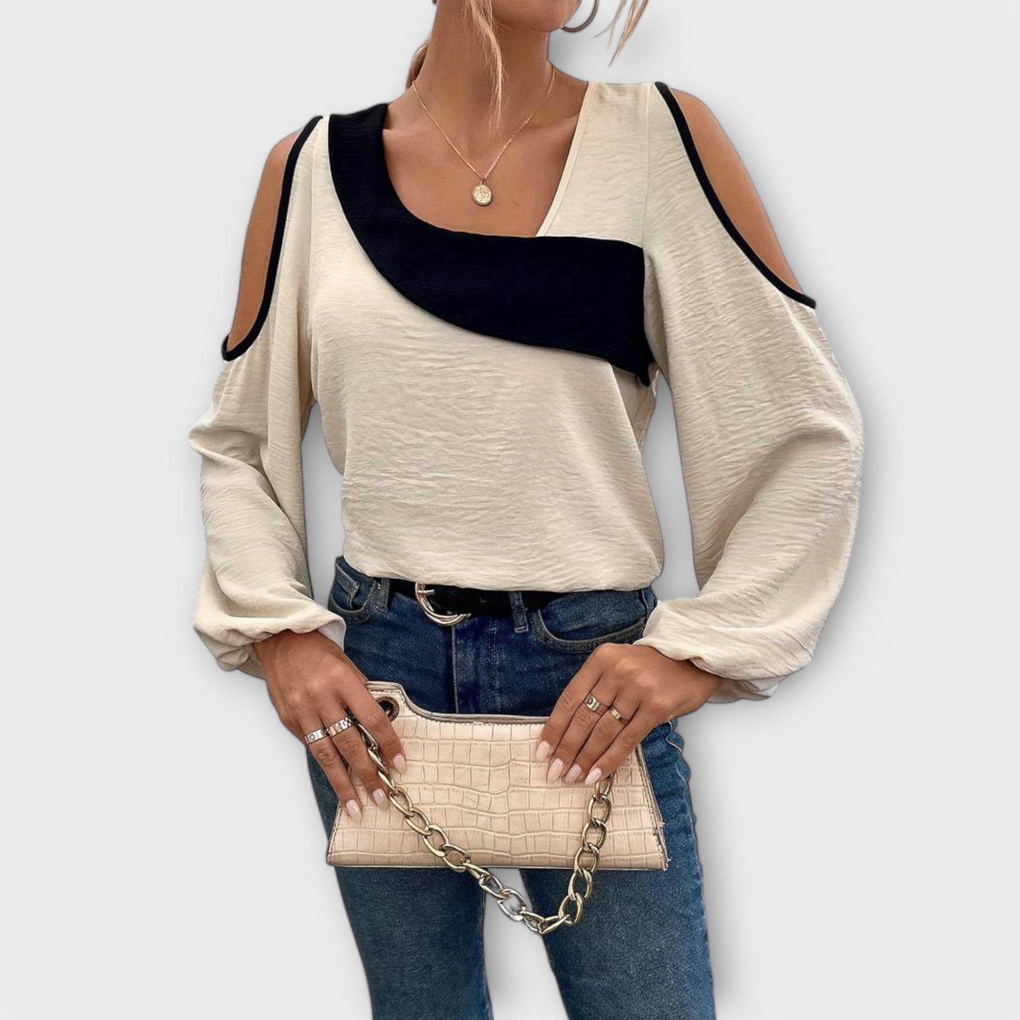 Long Sleeve Blouse | Cold Shoulder Design