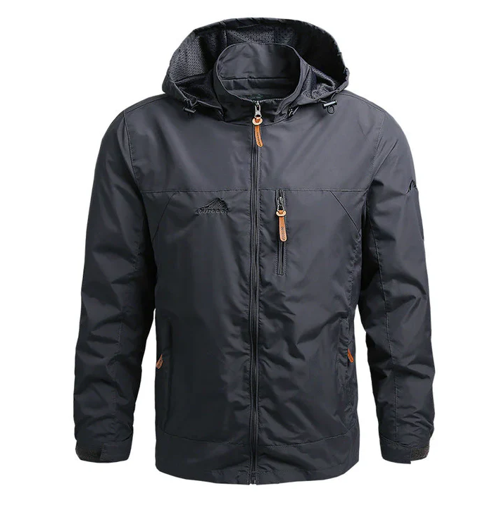 Hooded Windbreaker Jacket | Zip Front with Adjustable Drawstring