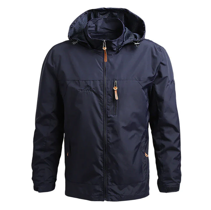 Hooded Windbreaker Jacket | Zip Front with Adjustable Drawstring