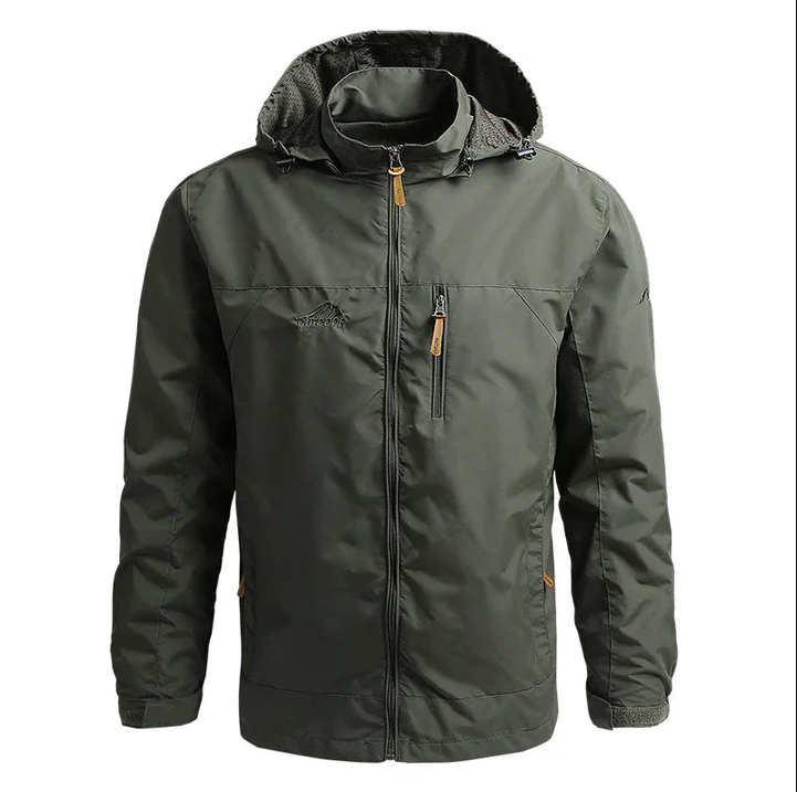 Hooded Windbreaker Jacket | Zip Front with Adjustable Drawstring