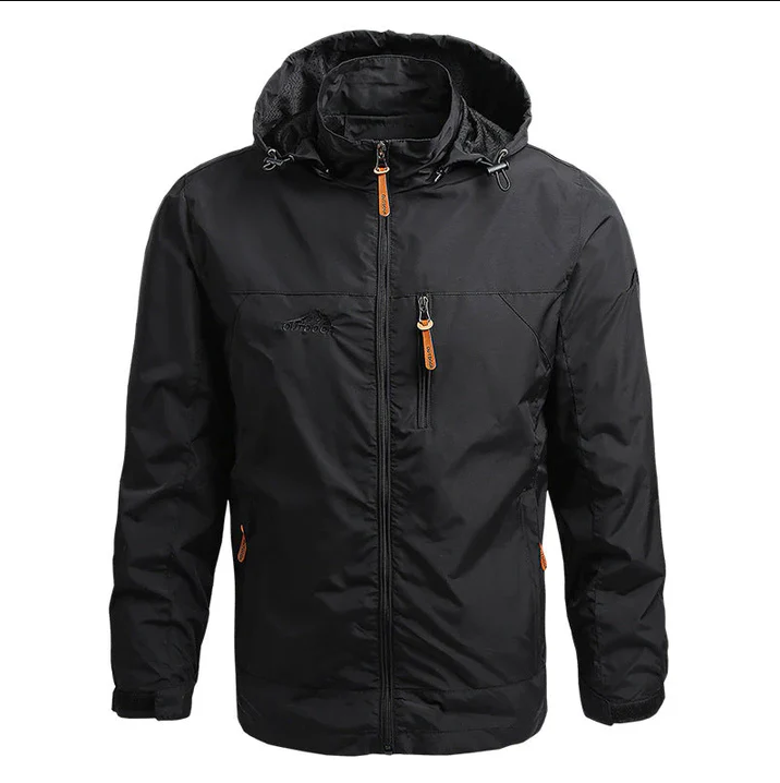 Hooded Windbreaker Jacket | Zip Front with Adjustable Drawstring