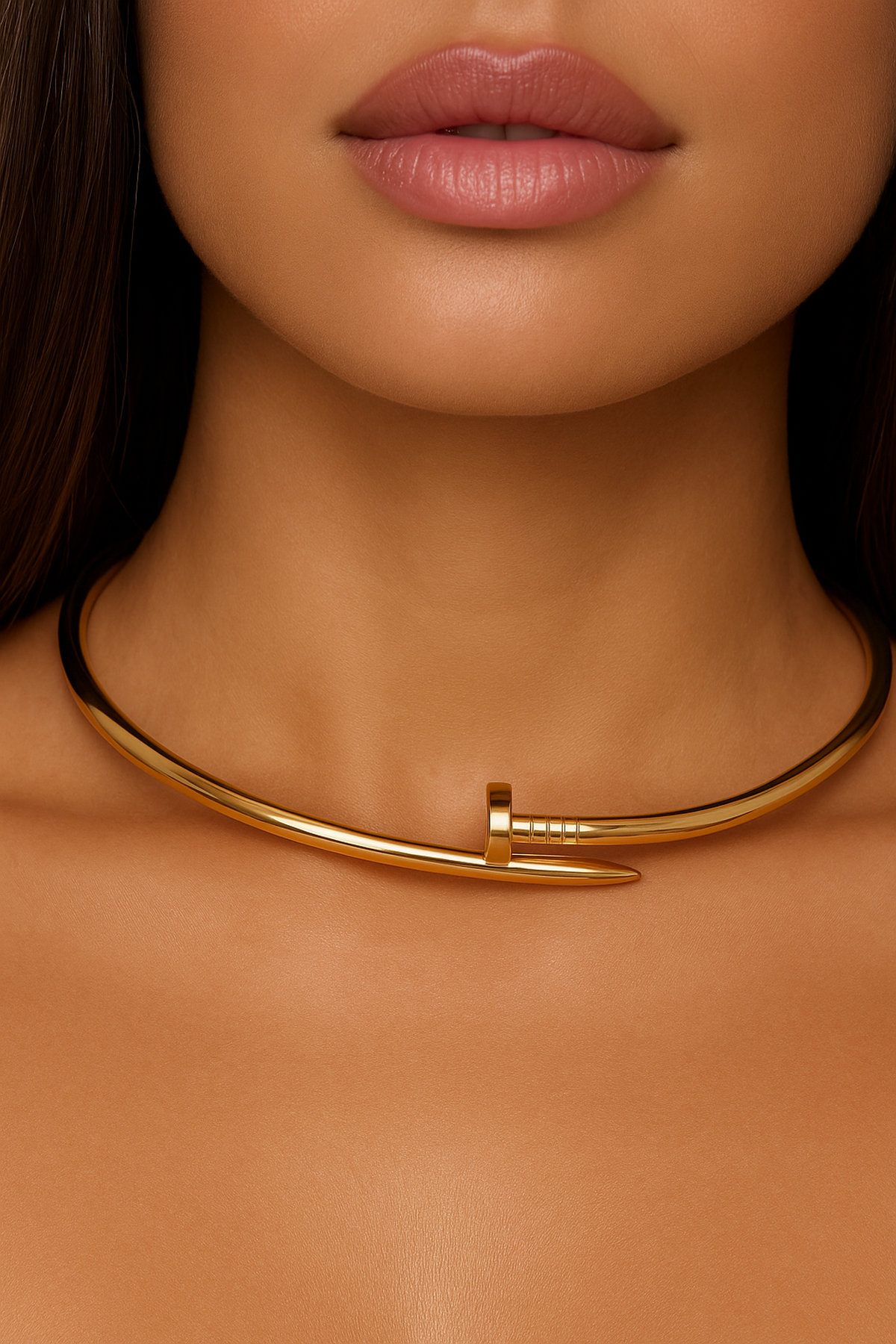 Gold Choker Necklace | Sculpted Nail Design