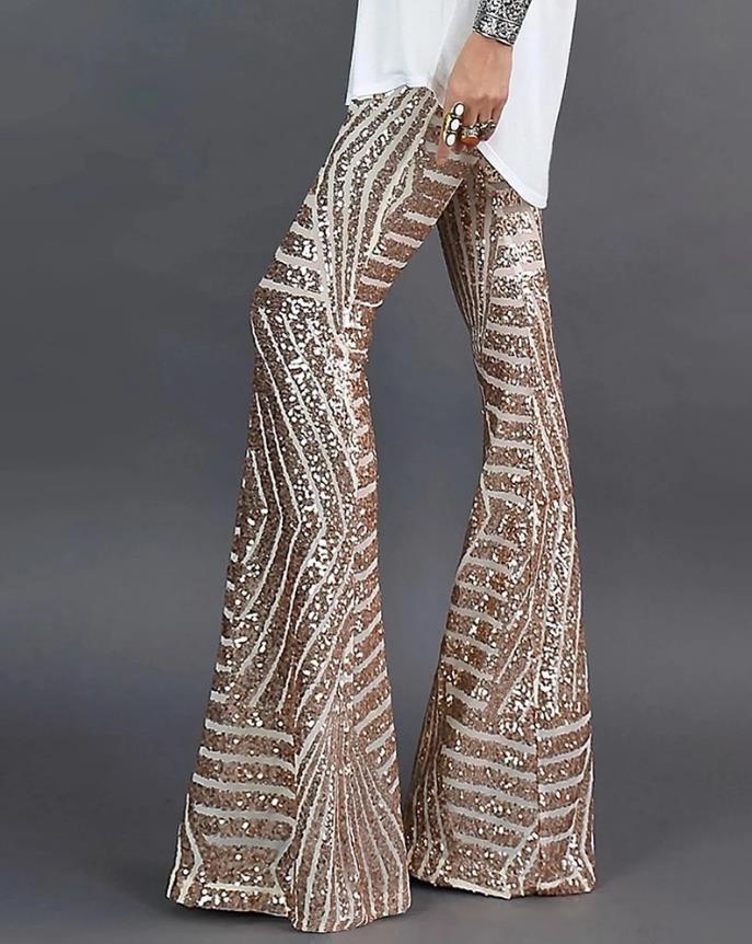 Flared Trousers - High Waist Party Fit