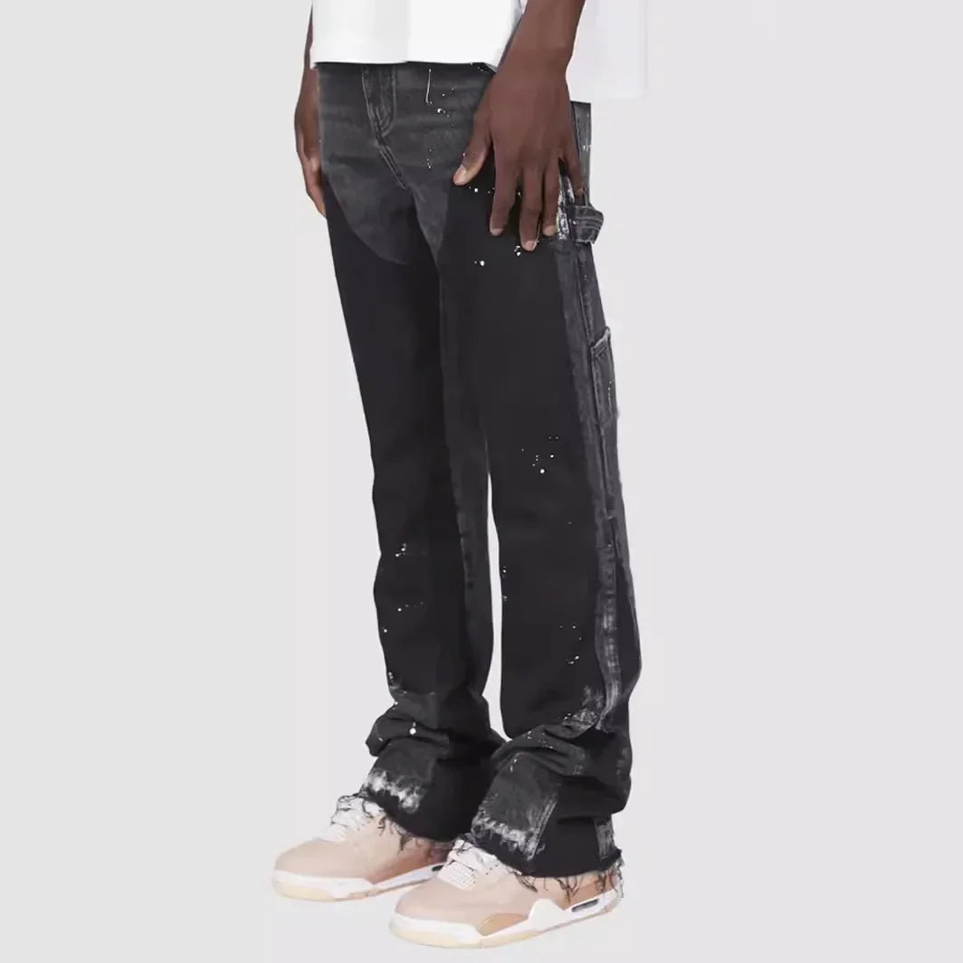 Straight Leg Jeans - Street Style Stacked Hem