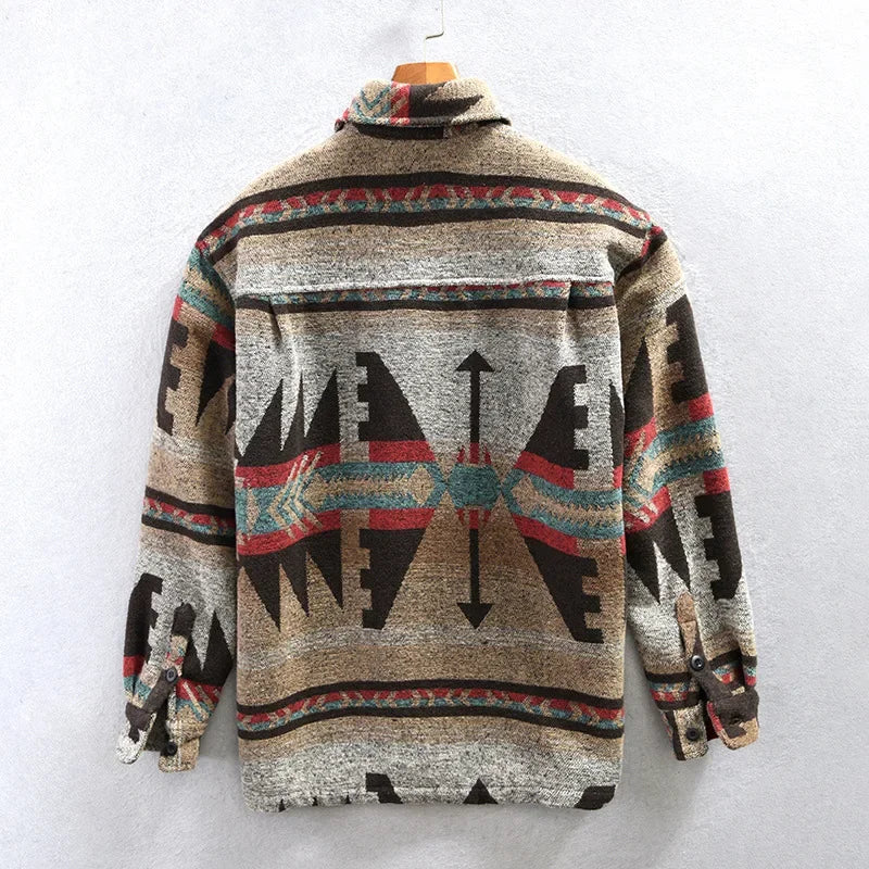 Patterned Overshirt - Relaxed Fit Button Front