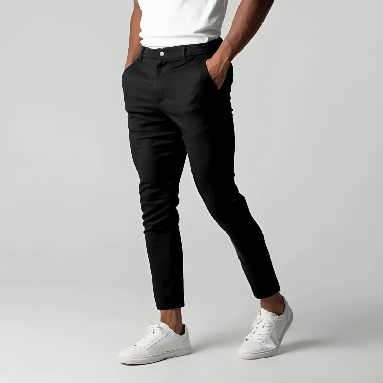 Slim Fit Chino Trousers - Tapered Leg with Pockets