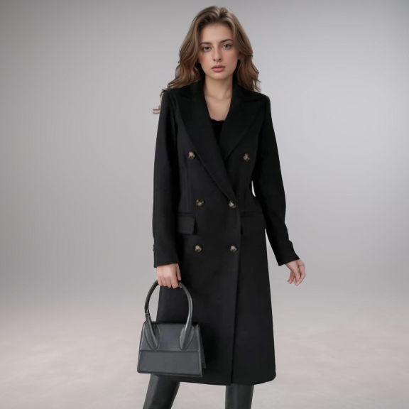 Longline Coat - Double Button Fit with Structured Lapels