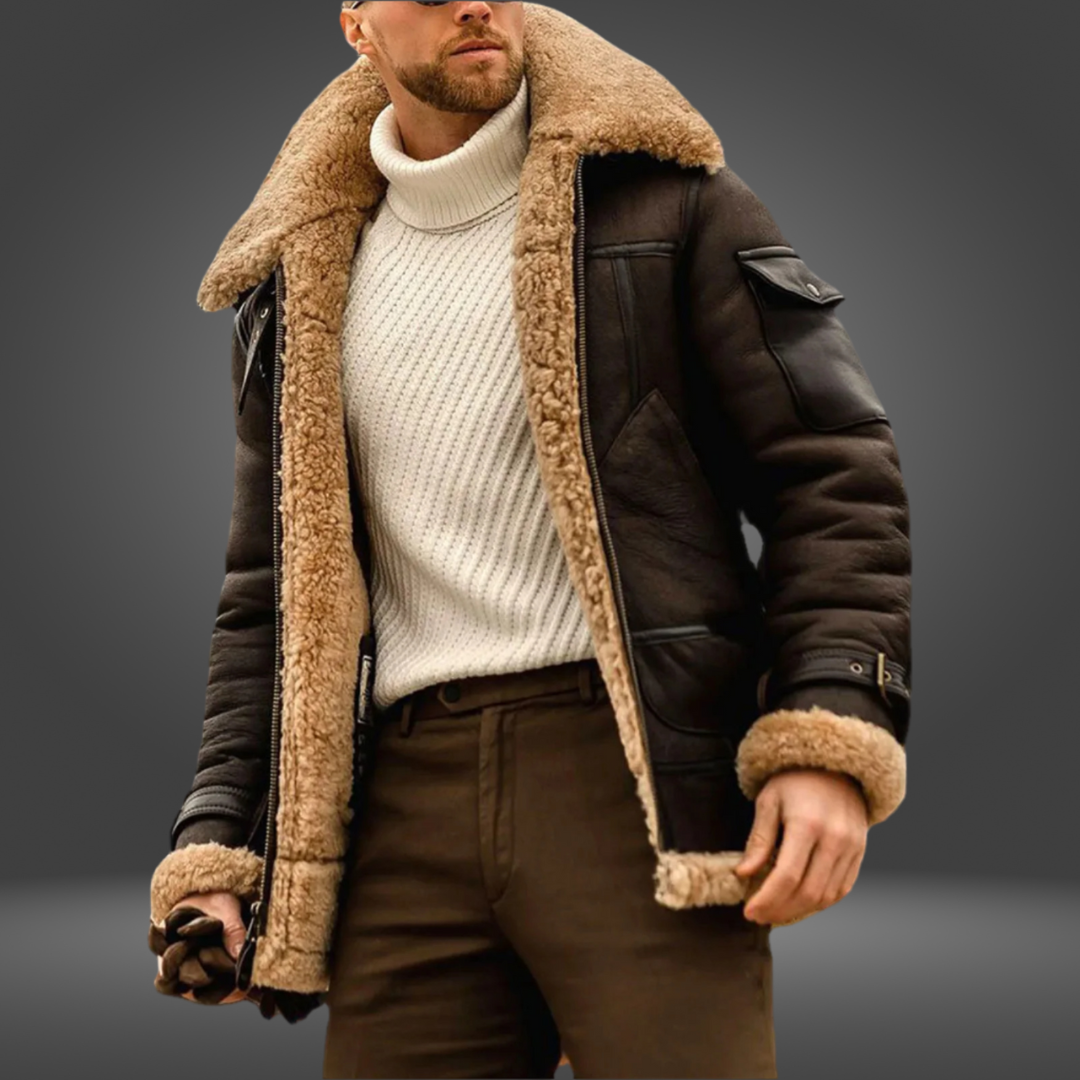 Aviator Jacket | Shearling Collar and Cuffed Design