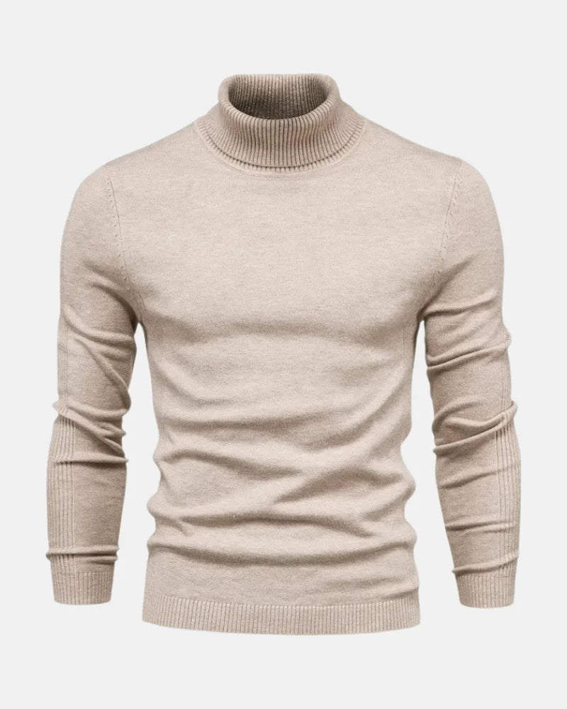 Turtleneck Sweater - Slim Fit with Ribbed Hem and Cuffs